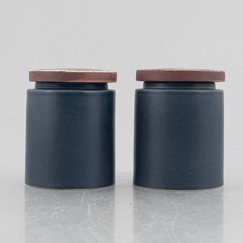 Bengt Berglund, a pair of 'Stampe' lidded stoneware jars, Gustavsberg, Sweden,.