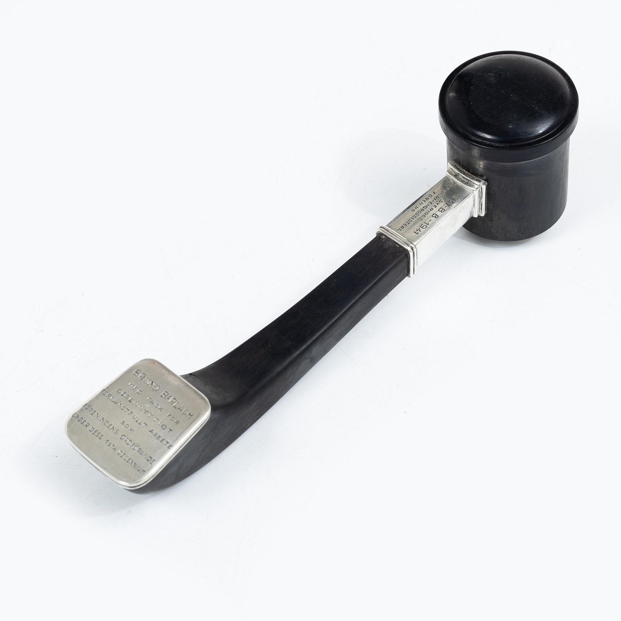Atelier Borgila, A silver and wood ceremonial mallet, Stockholm, Sweden 1941.
