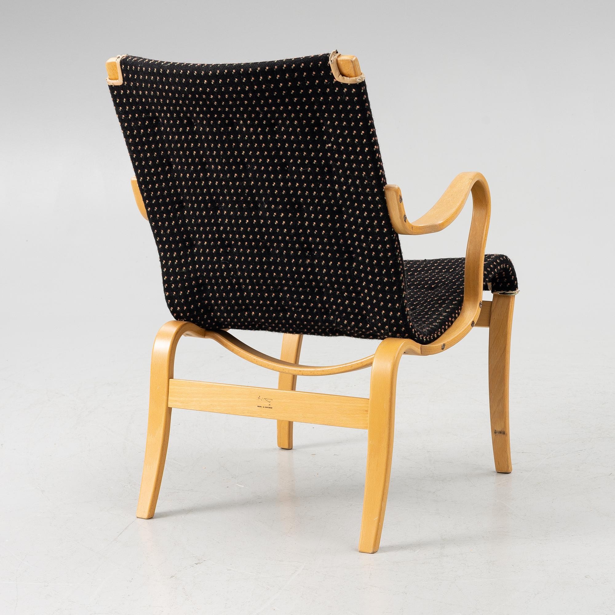 Bruno Mathsson, armchair, "Mina", Mathsson International, second half of the 20th century.