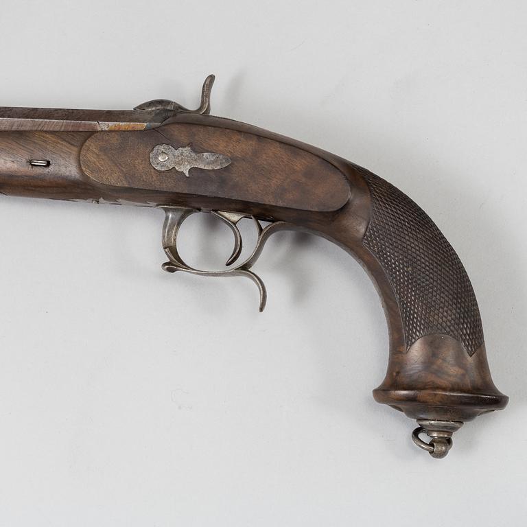 A 1840's French cased percussion pistols marked: Mre Rle de Maubeuge.