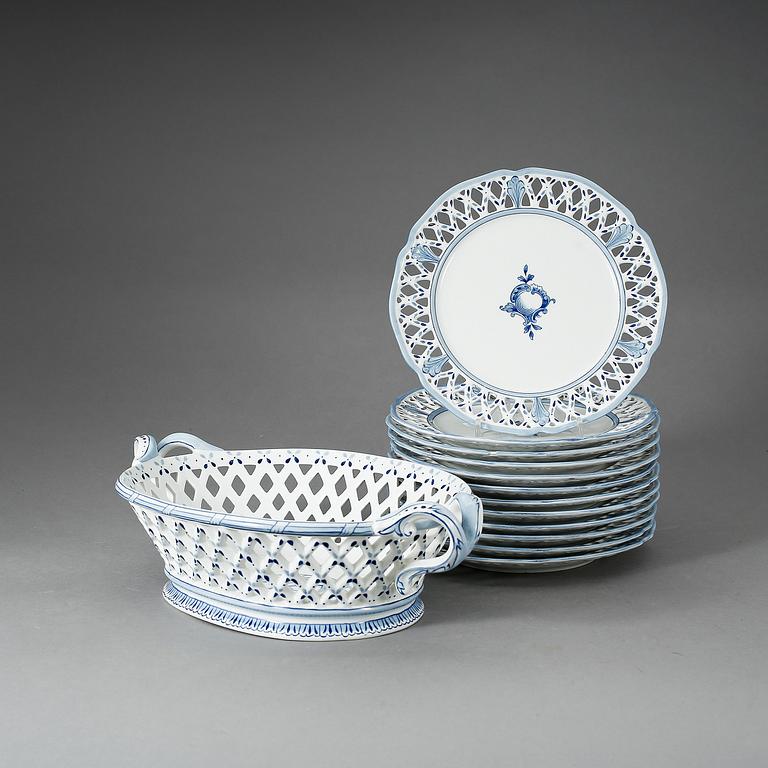FRUKTSERVIS, 13 delar, porslin, Rörstrand, 1960-tal.