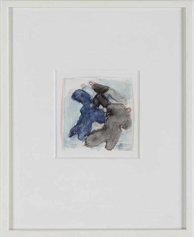 BIRGIT BROMS, akvarell på papper, signerad BB. Daterad 1984 enligt etikett a tergo.