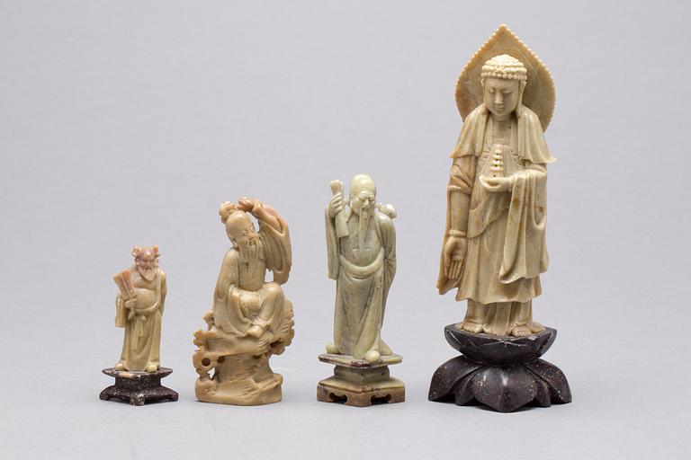 FIGURINER, 4 stycken, sten, Kina.
