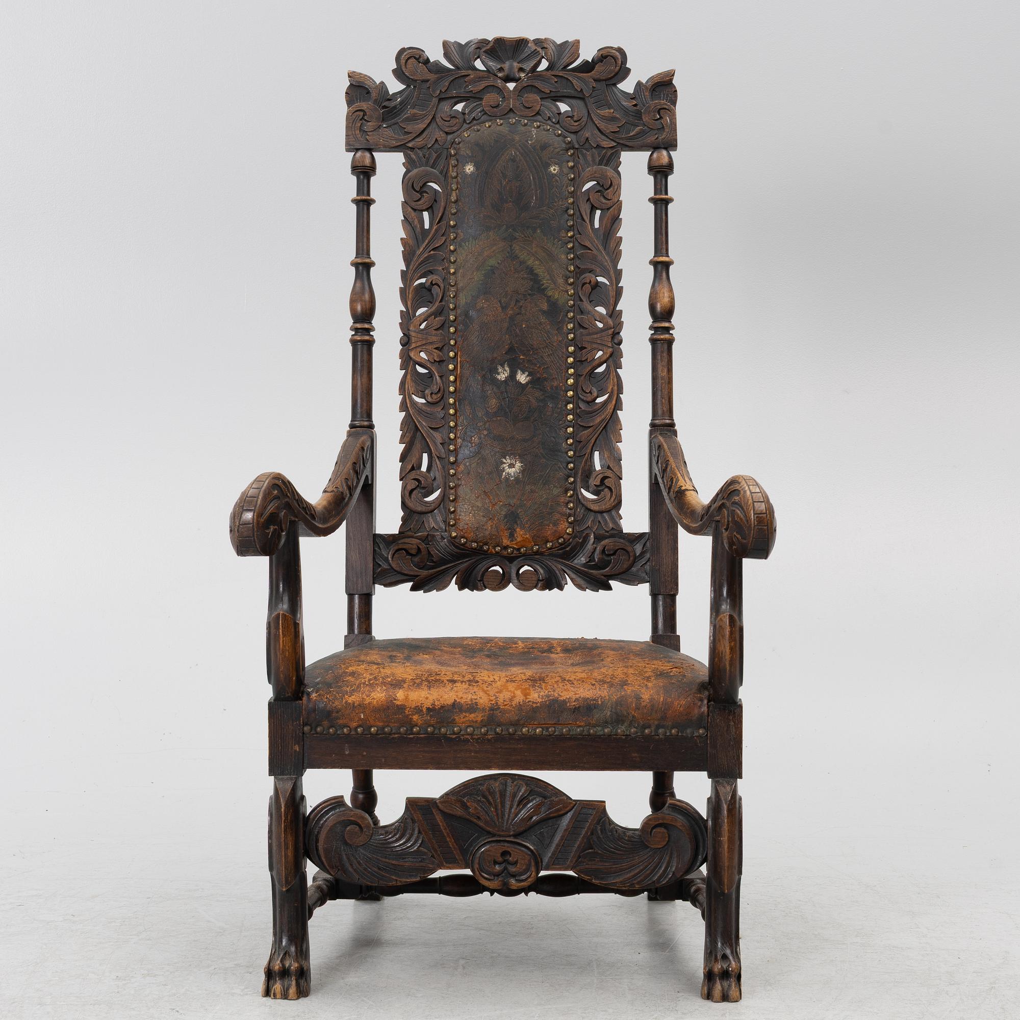 Karmstol, barockstil, sent 1800-tal.