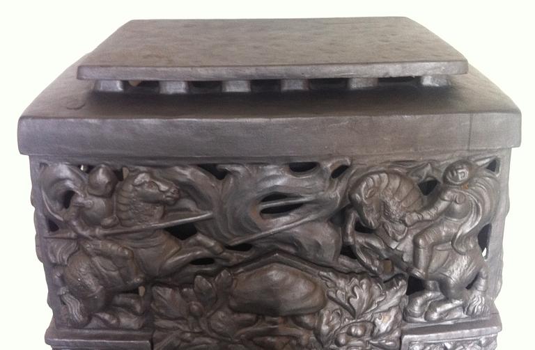 KAMIN, gjutjärn, jugendstil, efter Hans W Larsen, sent 1900-tal.