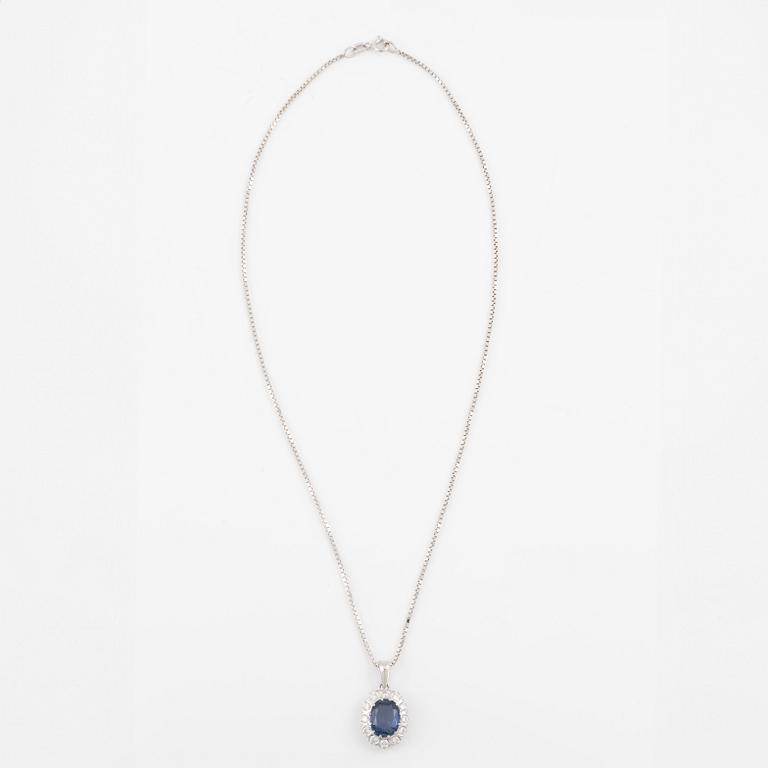 Pendant, Lennart Magnusson, 18K white gold with sapphire and brilliant-cut diamonds, chain 18K white gold included.