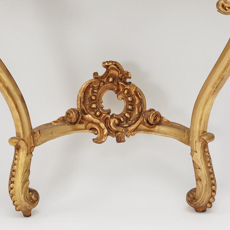 A pair of Rococo console tables, presumably Germany, 18th century.