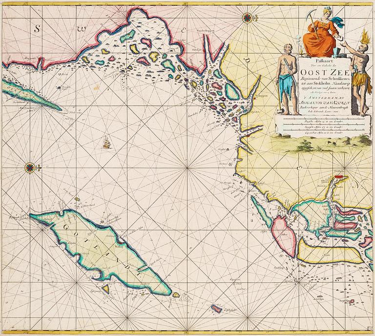 Johannes van Keulen, "Paskaart voor een gedeelte der Oost Zee beginnende van Schenkkenes tot aan Stokholm".