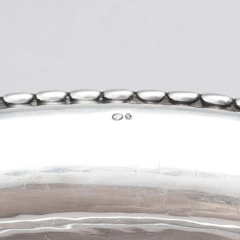 Georg Jensen, a silver tray, model 290, Copenhagen 1915-27, Swedish import marks GABF.