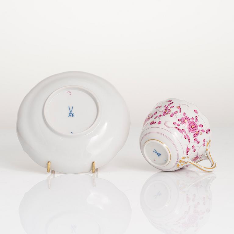 MAT- OCH KAFFESERVIS, 77 delar, porslin, Meissen, "Indische malerei", 1900-talets andra hälft.