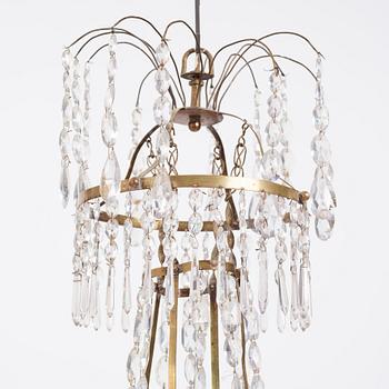 A late Gustavian five-light chandelier, early 19th century.