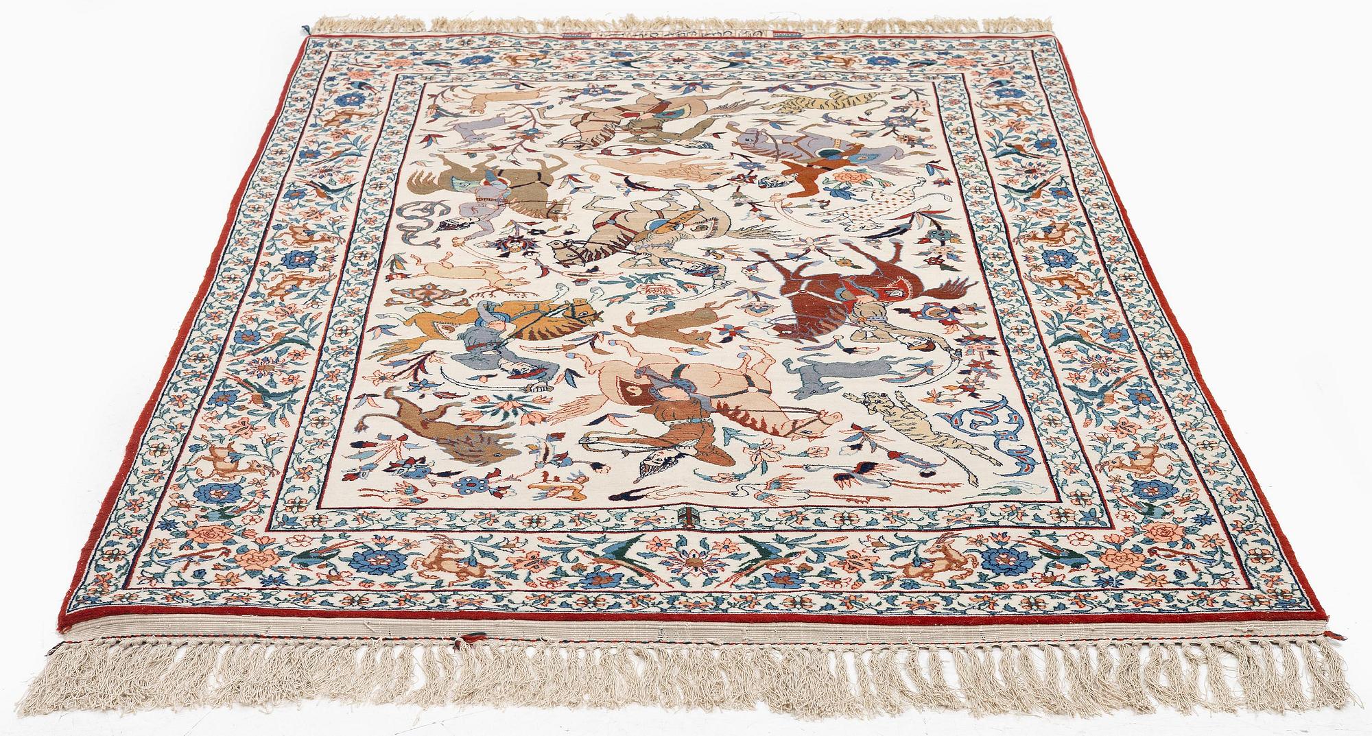 Matta, semiantik Isfahan, centrala Persien, signerad (Sadegh) Seirafian, ca 174 x 113 cm.