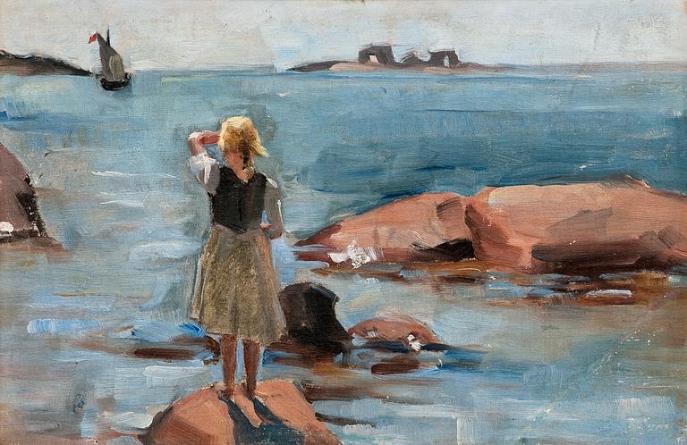 Venny Soldan-Brofeldt, A GIRL ON THE CLIFFS IN HANKO.