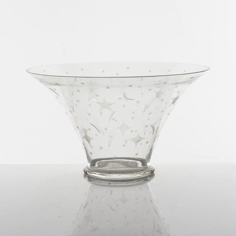 Edward Hald, skål, glas, Orrefors, 1930.