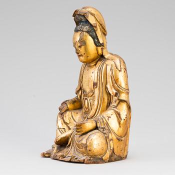 A Chinese giltwood figure of Buddha, 17th-18th century.