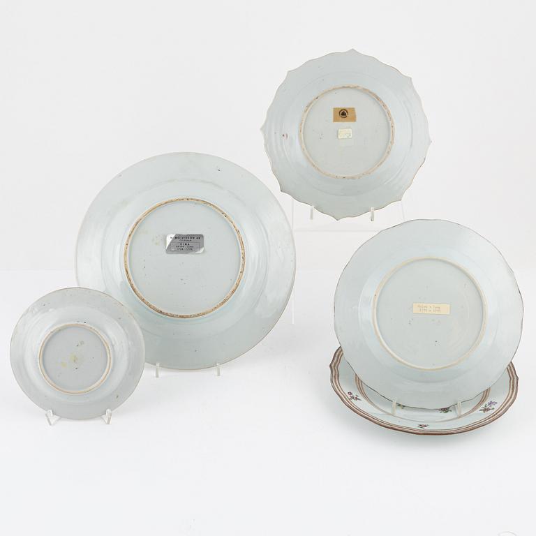 Five Famille Rose porcelain plates, China, Qianlong (1736-95).