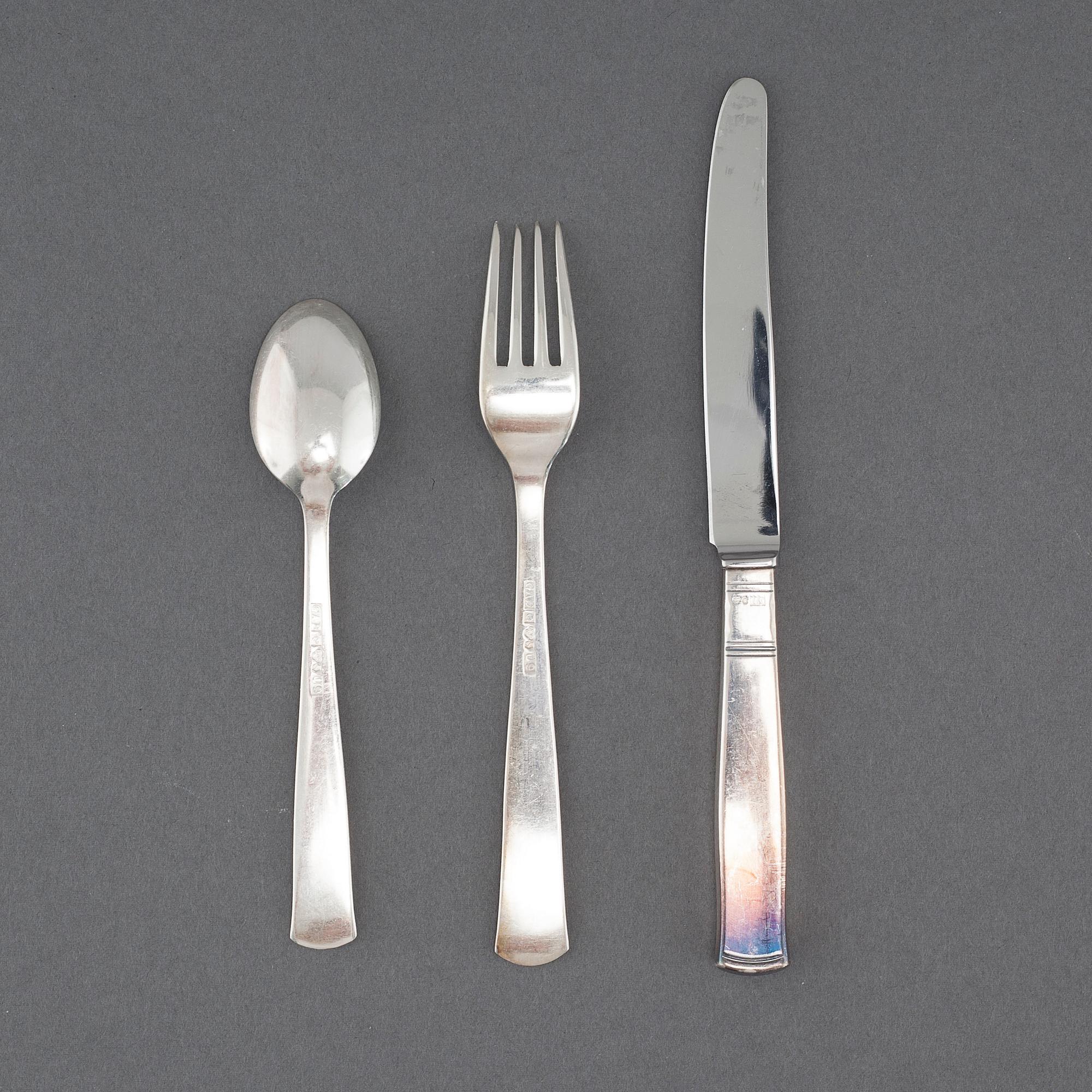 48 pieces of silver tableware by Jacob Ängman for GAB in Eskilstuna, model "Rosenholm", 1970.