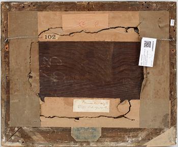 OKÄND KONSTNÄR, olja på pannå, signerad E Vermenlen?, daterad 1883.