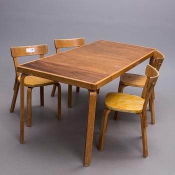 MATBORD och STOLAR, 4 st, Alvar Aalto, 1900-talets mitt.