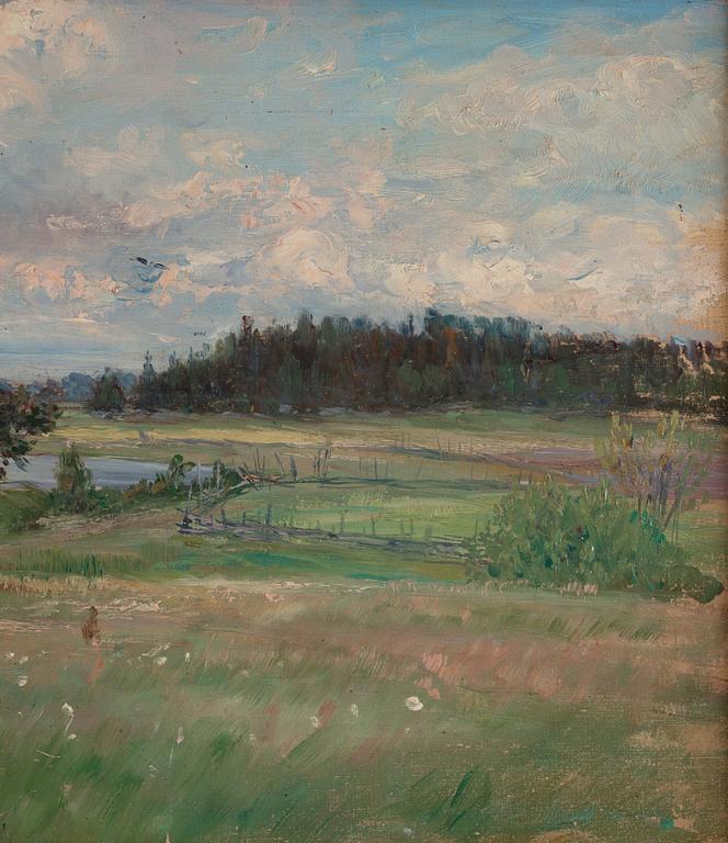 Anton Genberg, Lake landscape with a rowboat.