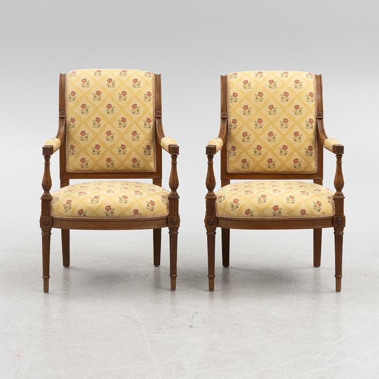 A pair of Directoire-style armchairs, 20th century.