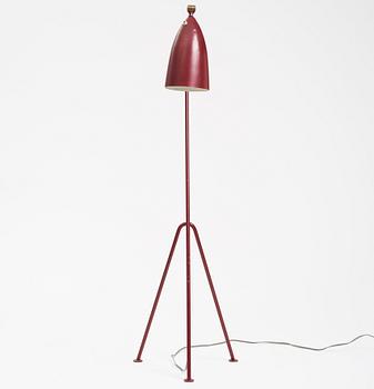 Greta Magnusson Grossman, a burgundy and off-white 'G-33' floor lamp, Bergboms Malmö, mid 20th C.