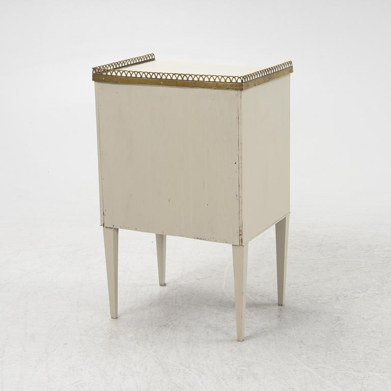 A Gustavian style bedside table, first half of the 20th Century.