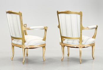 KARMSTOLAR, ett par. Gustaviansk stil/rokokostil, 1900-talets början.