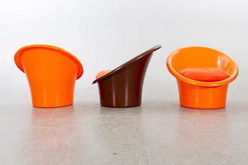 FÅTÖLJER, 3 st , "Skopa", Olle Gjerlöv-Knudsen och Torben Lind för Ikea, modellen formgiven 1974.