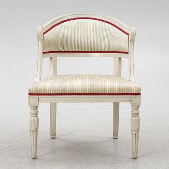 A late Gustavian style armchair, late 20th Century.