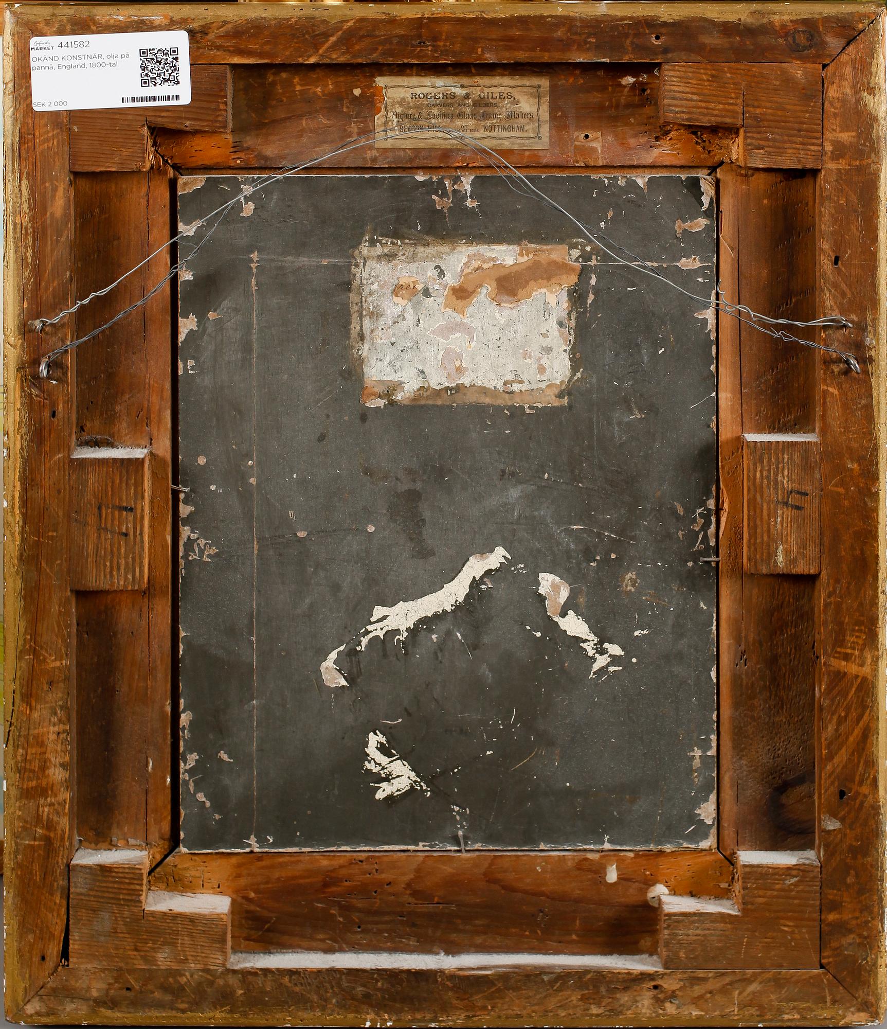 OKÄND KONSTNÄR, olja på pannå, England, 1800-tal.