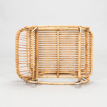 A mid 1900s bamboo and rattan serving trolley.