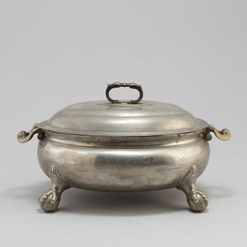 A 19th century  pewter tureen with cover.