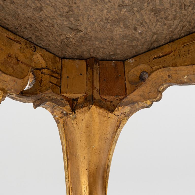 A Swedish rococo-style giltwood table, Stockholm, 19th century.