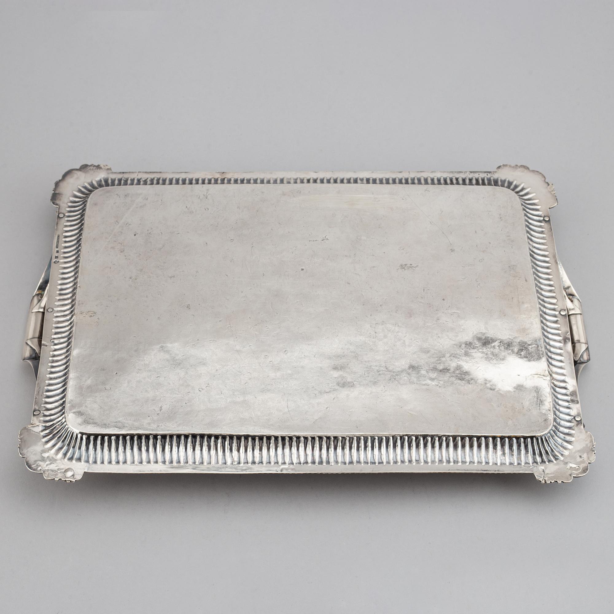 A Russian 19th century silver tray, mark of Gustav Lindroos, Moscow 1826.