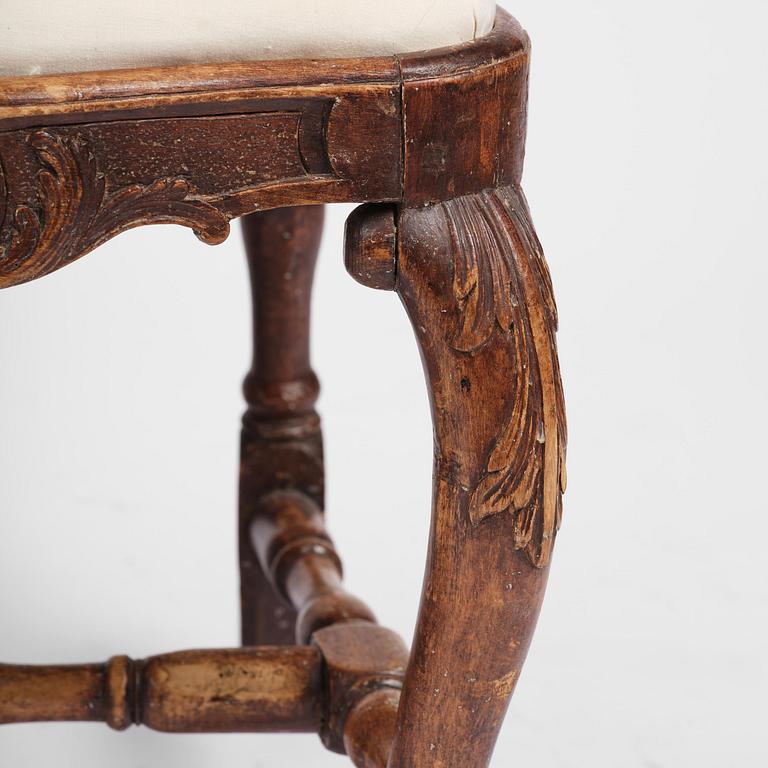 Stolar, sex stycken, Stockholmsarbeten, 1700-talets mitt,  tidig Rokoko.