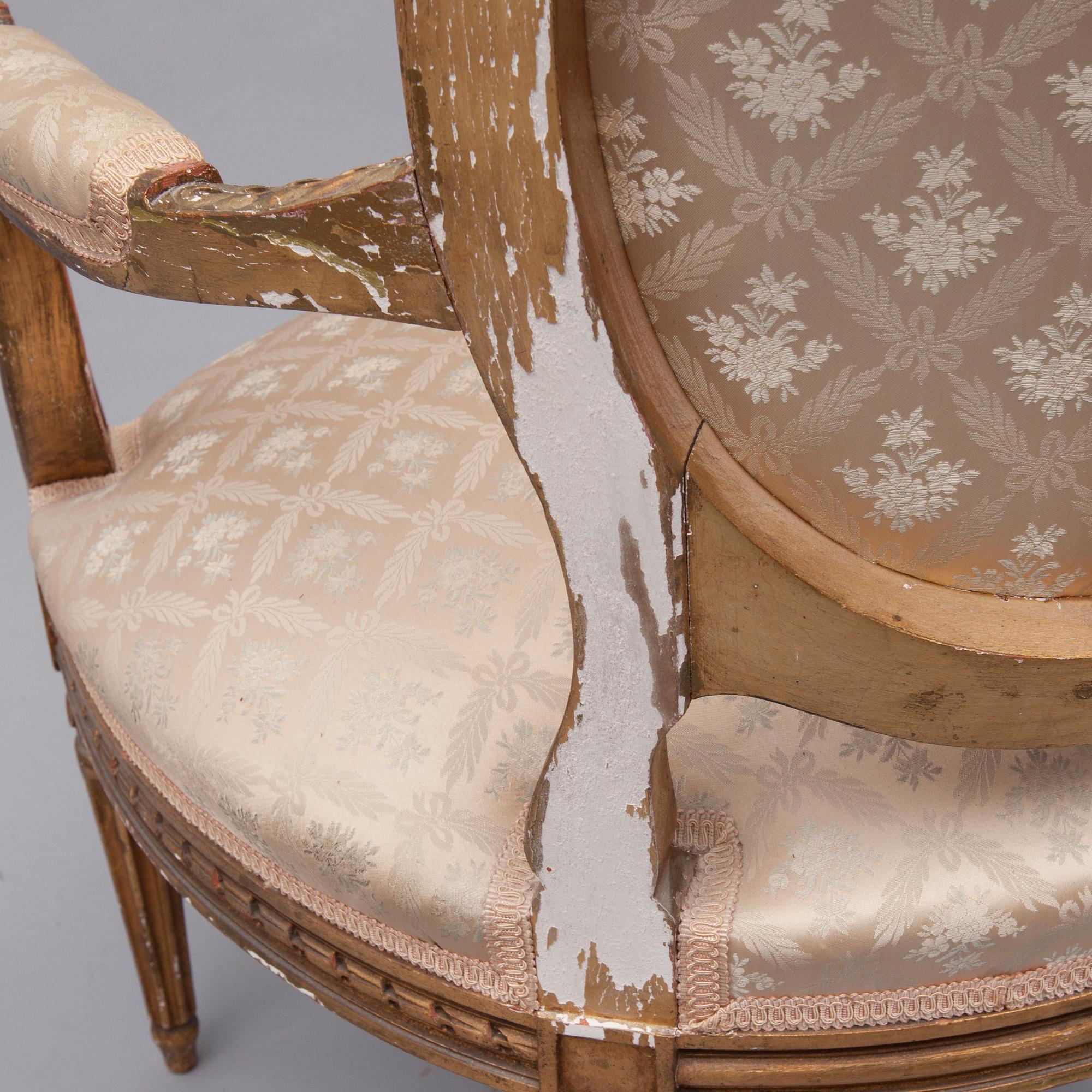 KARMSTOLAR, ett par, Louis XVI- stil, Frankrike 1900-talets första hälft.