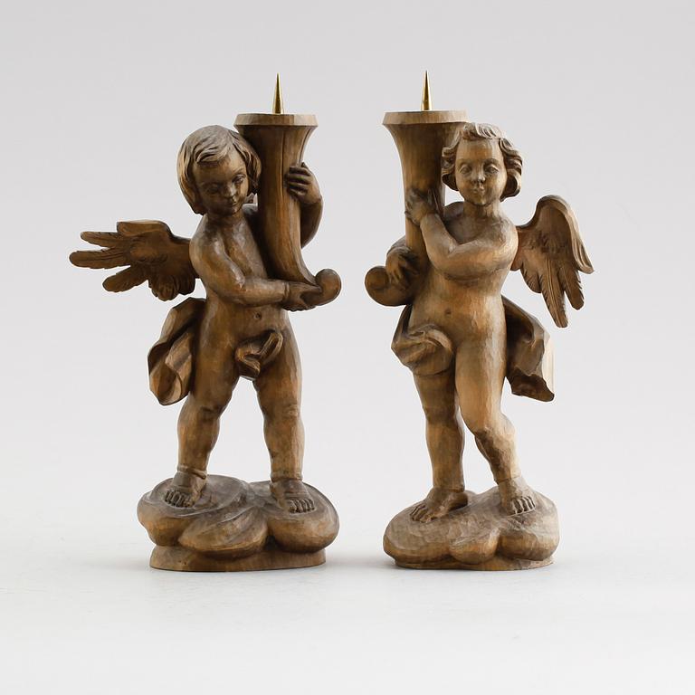 LJUSSTAKAR, 1 par, Leonhard Höldrich, Oberammergau, 1900-tal.