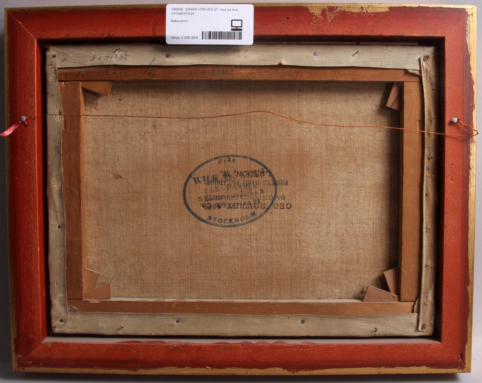 JOHAN VON HOLST, olja på duk, monogramsign.