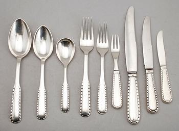 BESTICK, 34 delar, silver, " Perle", Georg Jensen, Danmark, 1920-tal. Total vikt ca 1619 g.