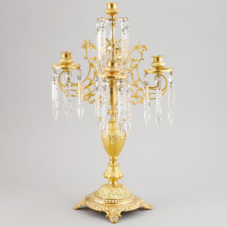 Kandelaber, mässing, oscariansk, 1800-talets slut.