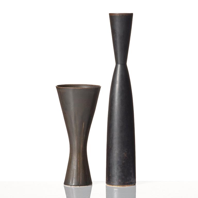 Carl-Harry Stålhane, a set of 11 stoneware vases, Rörstrand, Sweden 1950-60s.