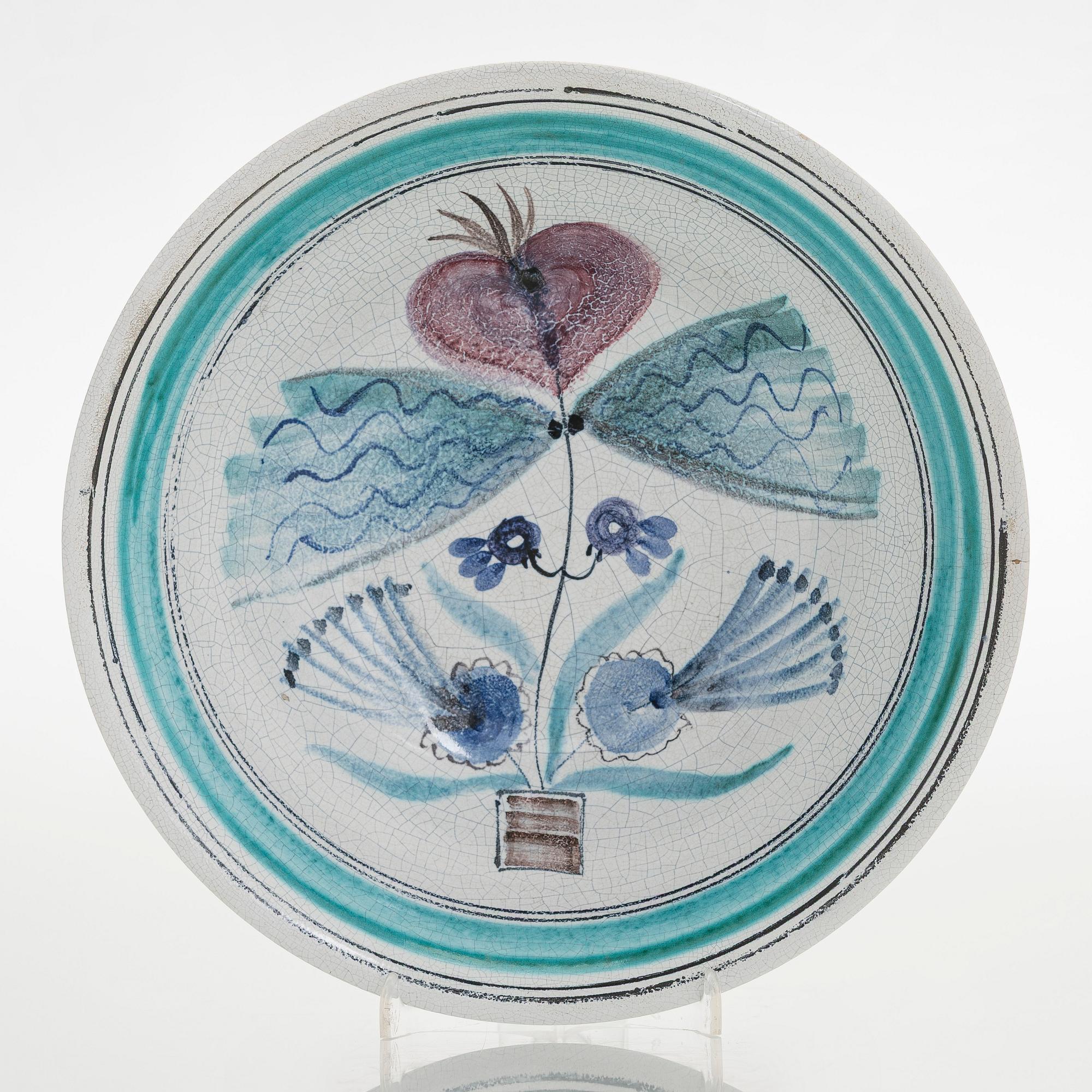 Birger Kaipiainen, malja, signeerattu Arabia BK Suomi. 1940-luku.