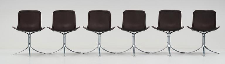 Poul Kjaerholm, a set of six "PK9" chairs, edition E Kold Christensen Denmark.