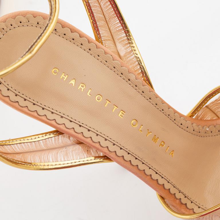 Charlotte Olympia, a pair of gold tone platform shoes, italian size 37.