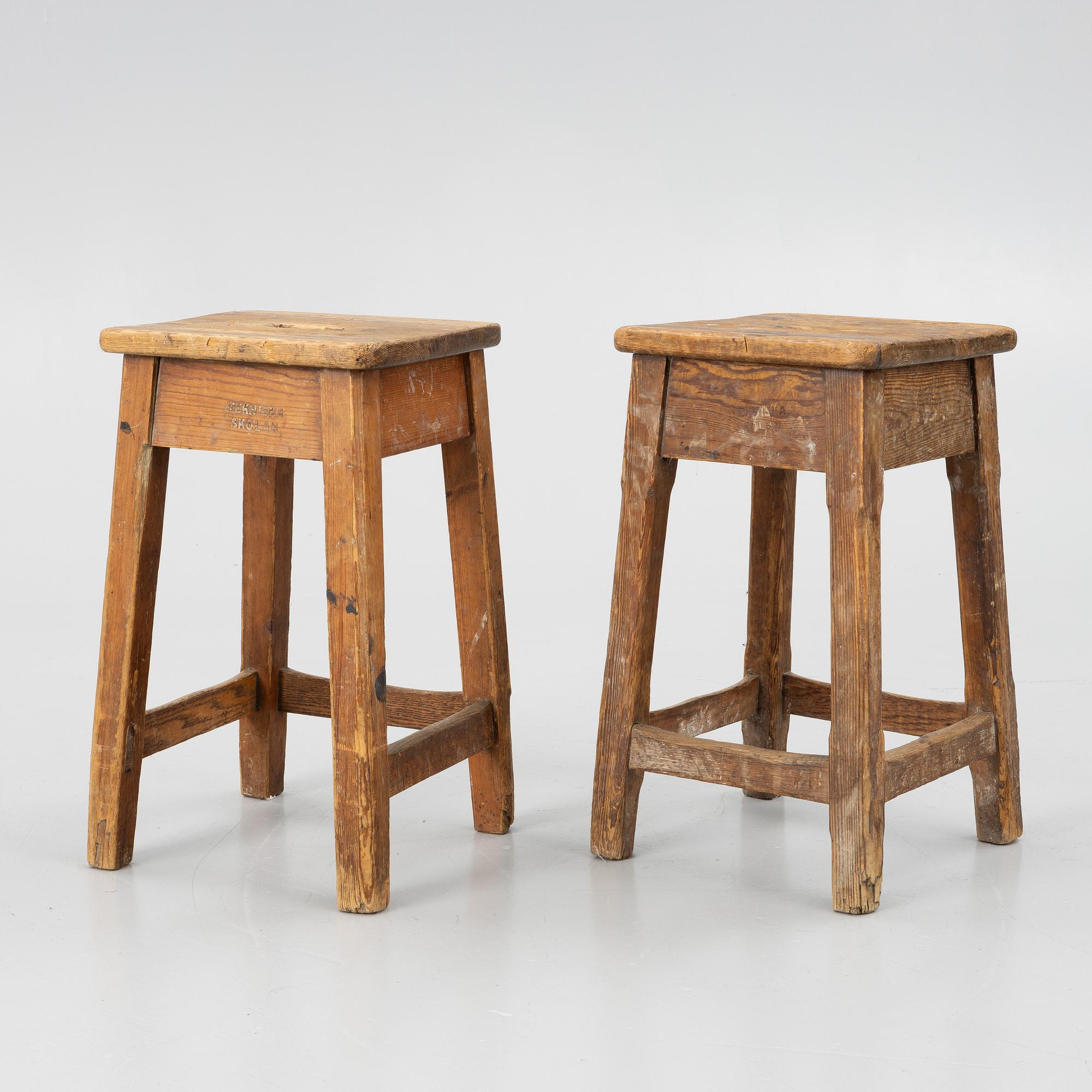 Stools, a pair, Technical School, 1930s.