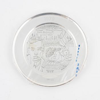 Årsskålar/årstallrikar, 8 st, silver, GEWE, Malmö. 1975-81.