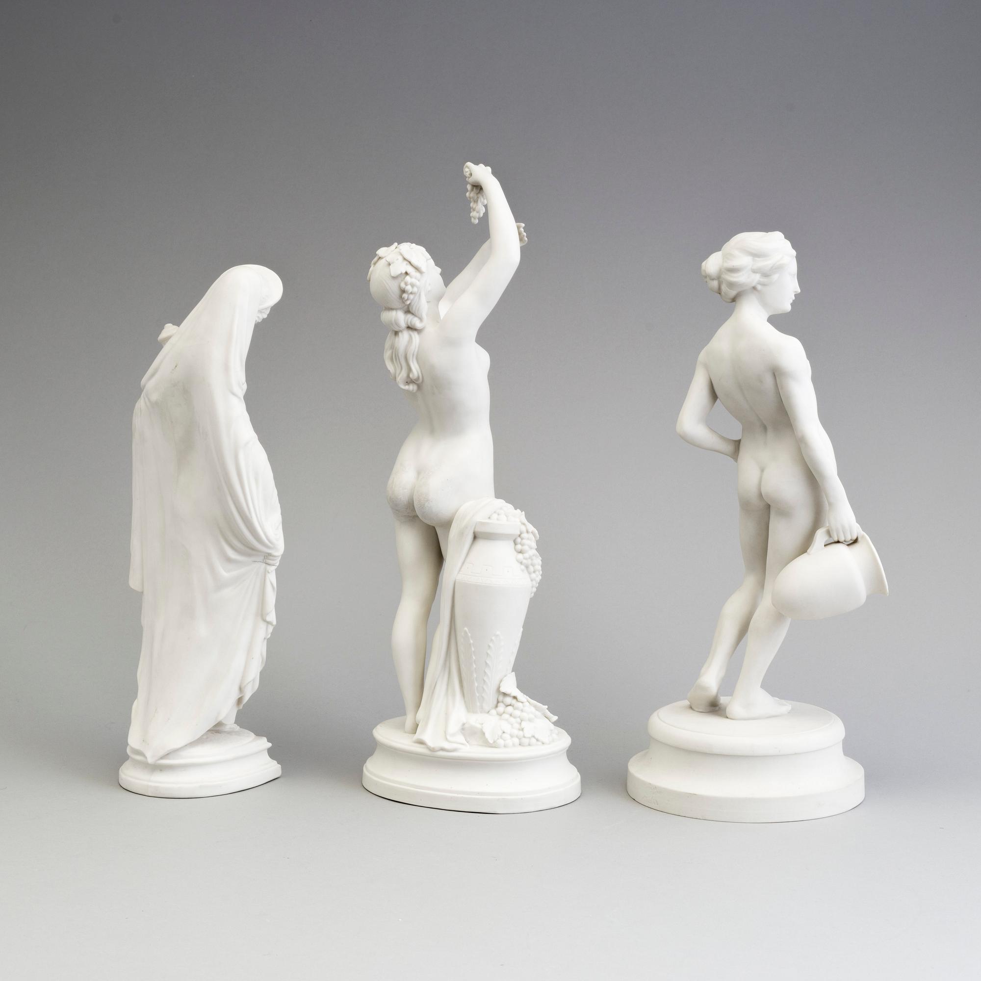 THREE PARIAN FIGURES, Gustafsberg, ca 1900.