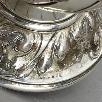 POKAL med LOCK, silver, K. Andersson, jugend, 1907, vikt 1156 gram.