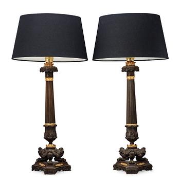 1445. A pair of Louis Philippe 19th Century table lamp.